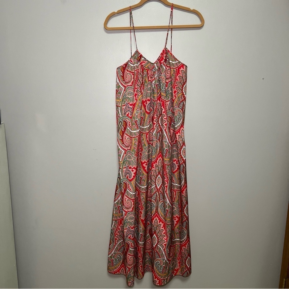 Vintage Mary McFadden Slip Dress Sz Petite Paisley Lightweight Flowy Relaxed Fit